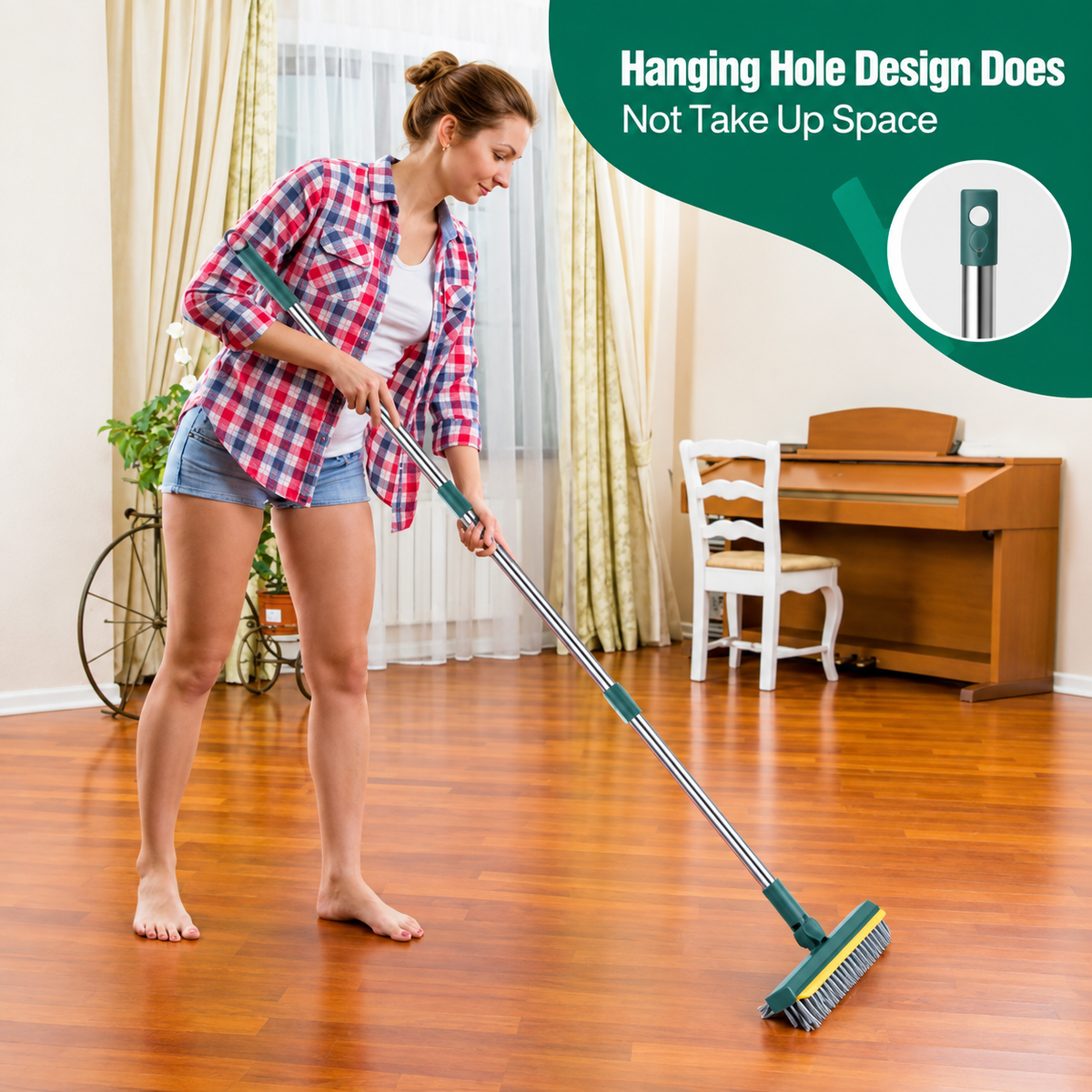 3-in-1 Bathroom Cleaning Brush with Wiper & 180° Rotating Head