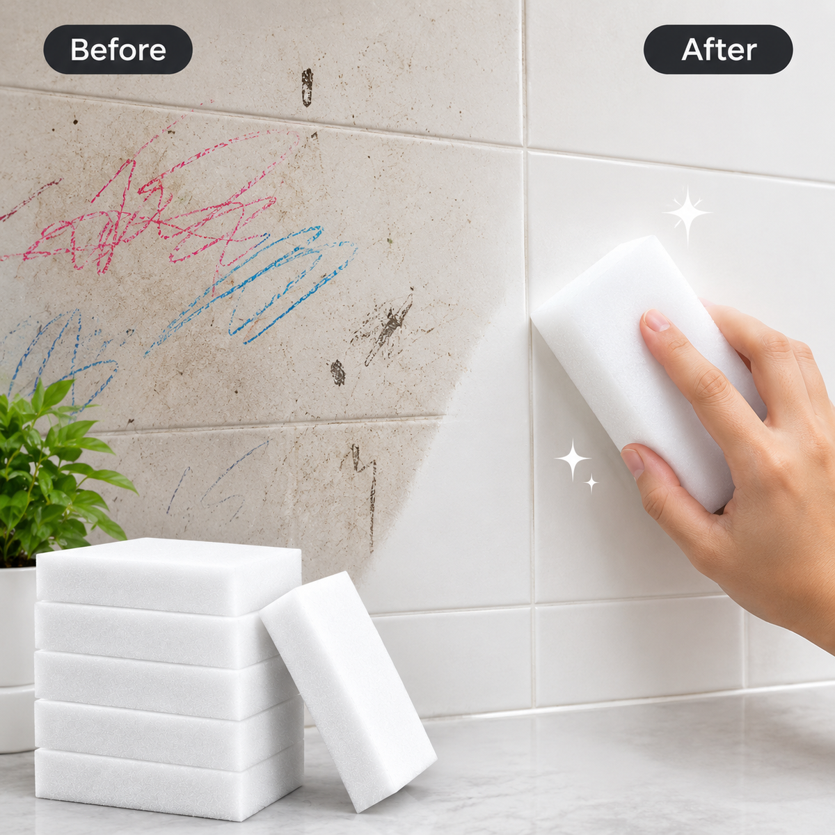 Magic Eraser Sponge – Powerful Multi-Surface Cleaning Pad (Pack of 4)