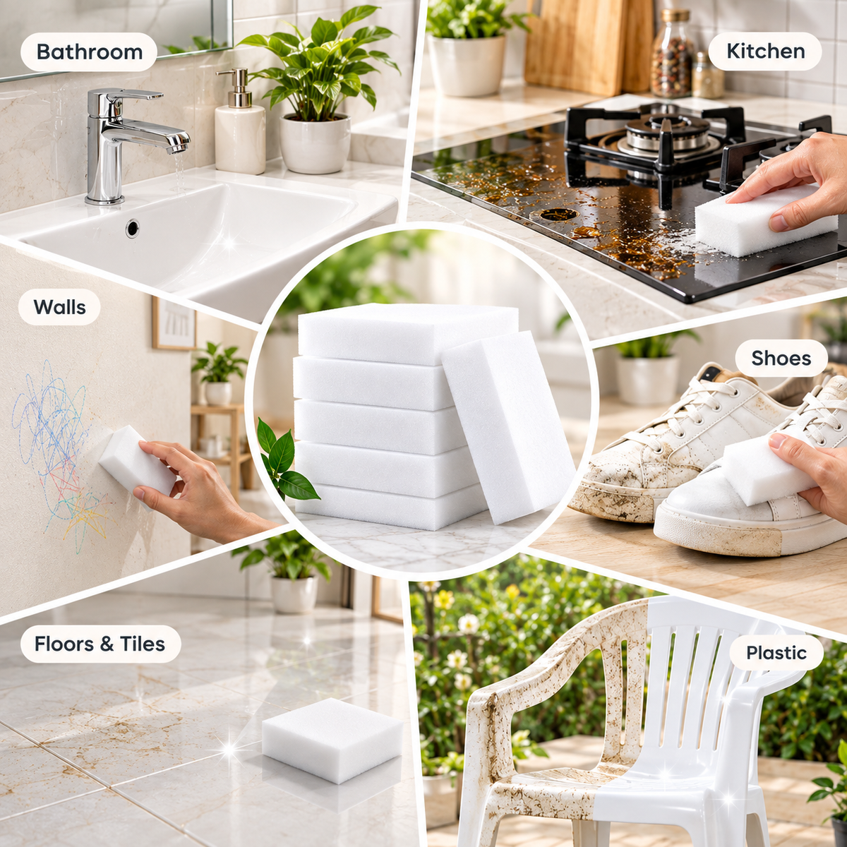 Magic Eraser Sponge – Powerful Multi-Surface Cleaning Pad (Pack of 4)