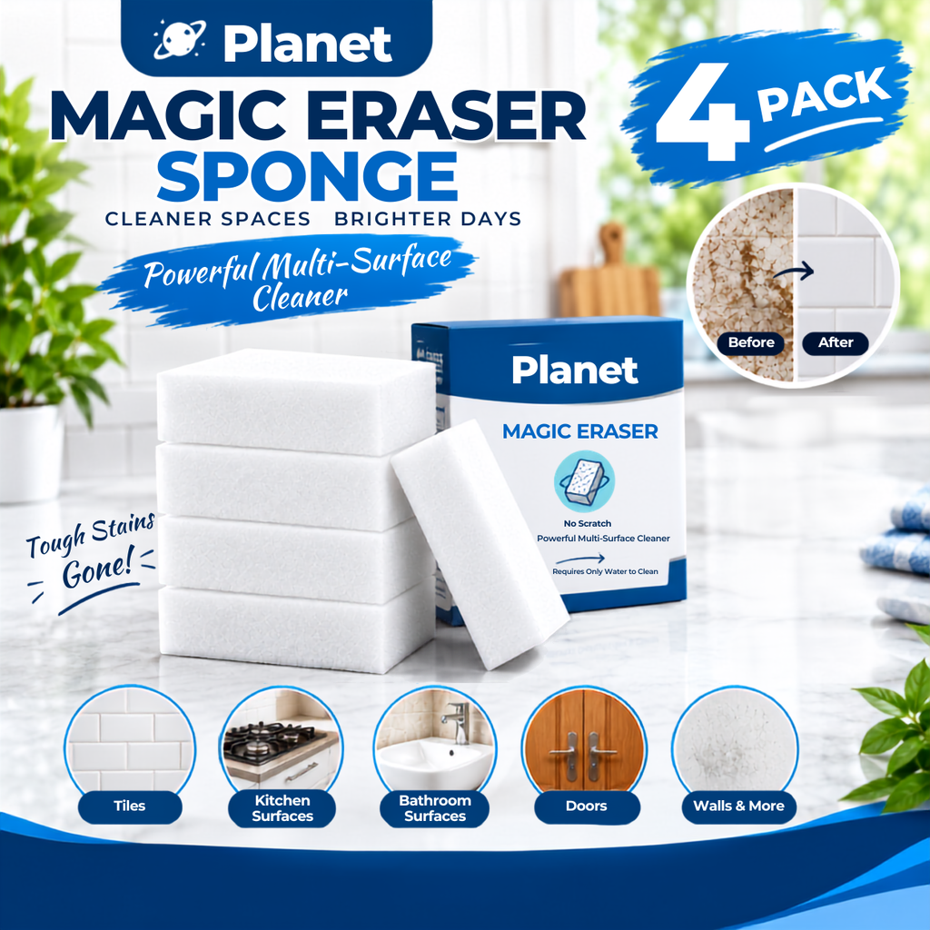 Magic Eraser Sponge – Powerful Multi-Surface Cleaning Pad (Pack of 4)